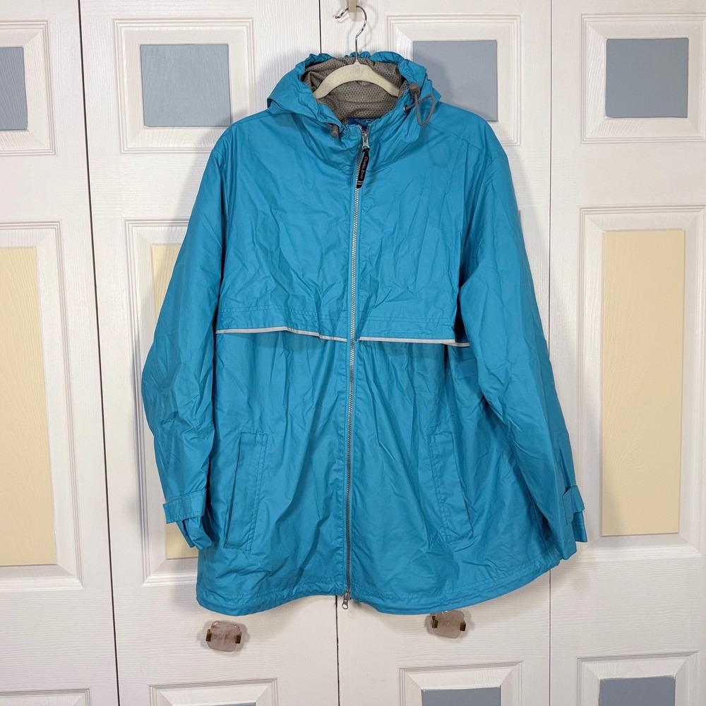 Charles River Apparel Aqua
Blue Reflective Rain Jacket Womens 2XL Hooded